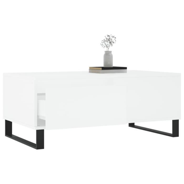VidaXL Table basse Blanc 90x50x36,5 cm Bois d'ingénierie 830812