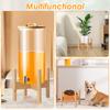 2Pcs Beverage Dispenser Stand Wood Adjustable Kitchen Tabletop Drink Water Jug Holder Flowerpot Floor-Standing Bonsai Display