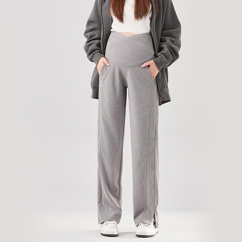 Maternity pants casual pants wear autumn and winter new Pupu maternity pants belly support pants thin and drape maternity wide-leg pants