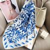 Summer thin simulated silk printing small square scarf women's neck protection decorative scarf headscarf light luxury high-end waist silk scarf