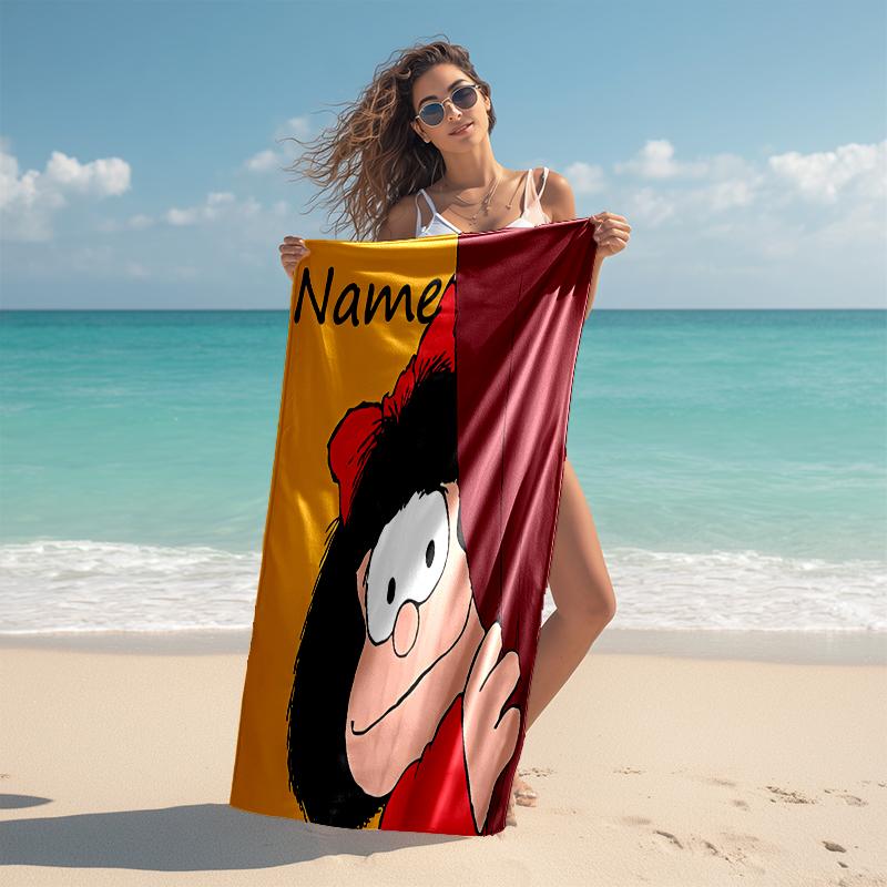 Personalized customized proof beach towel with Mafalda pattern - soft, absorbent,quick-drying,perfect swimming,camping&bathing