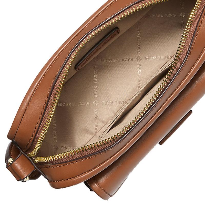MICHAEL KORS Bradshaw Brand Gold Engraved Logo Leather Camera Bag Crossbody Extra Mini Women's Brown
