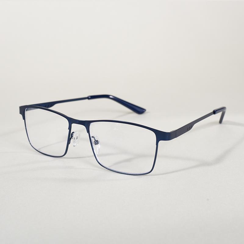Fashion Metal Full Frame Blue Light Blocking Reading Glasses With Diopter Square Big Frame For Business Men +100 +200 +300