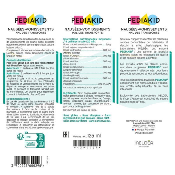 PEDIAKID - Nausées-Vomissements Mal des Transports - Complément alimentaire à base de plantes - Confort digestif - Contre les nausée