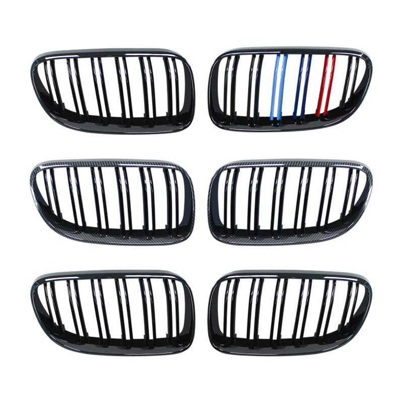 2PCS Car Front Bumper Kidney Grill Double Slat Line ABS Plastic Racing Grilles Replacement Part for BMW E92 E93 M3 2010-2013