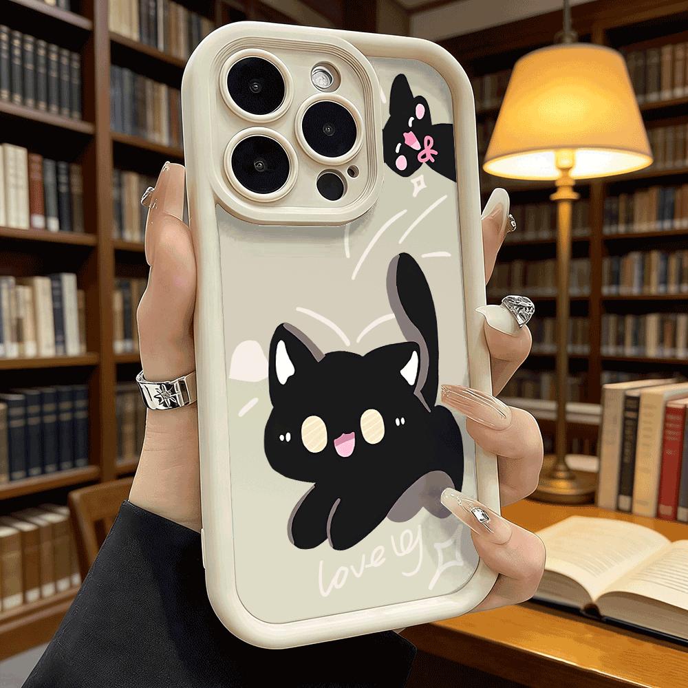 Cute Black Cats Phone Case for iPhone 17 16 15 14 13 12 11 Pro Max Plus Anti Scratch, Gel Flexible Protective