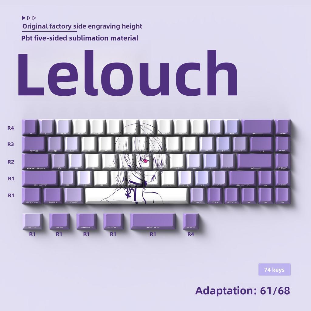 Miyu Cartoon Anime Keycaps - 2D Style, Thickened OEM Profile, Side-Engraved Translucent PBT, Thermal Sublimation, 74 Keys