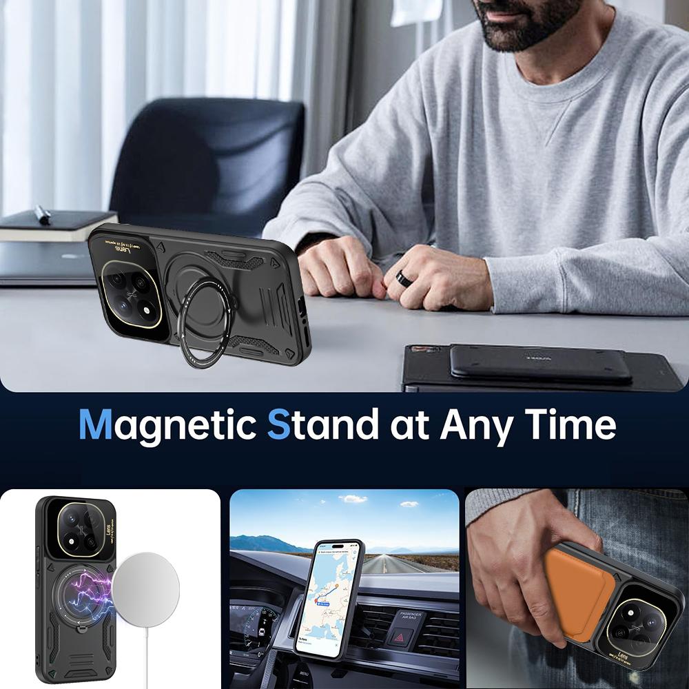 For Xiaomi Redmi Note 14 Pro Plus 5G Case Car Magnetic Ring Holder Phone Case for Redmi Note14 Pro + Plus 5G Armor Back Cover