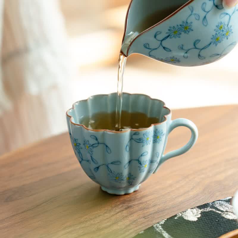 New Chinese Style Hand-Painted Ru Kiln Ceramic Teacup