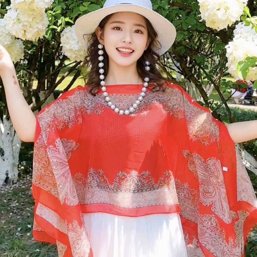 Summer 2026 Fashionable Women's Sun Protection Scarf: Versatile Printed Shawl for Travel, Beach, and Photos.