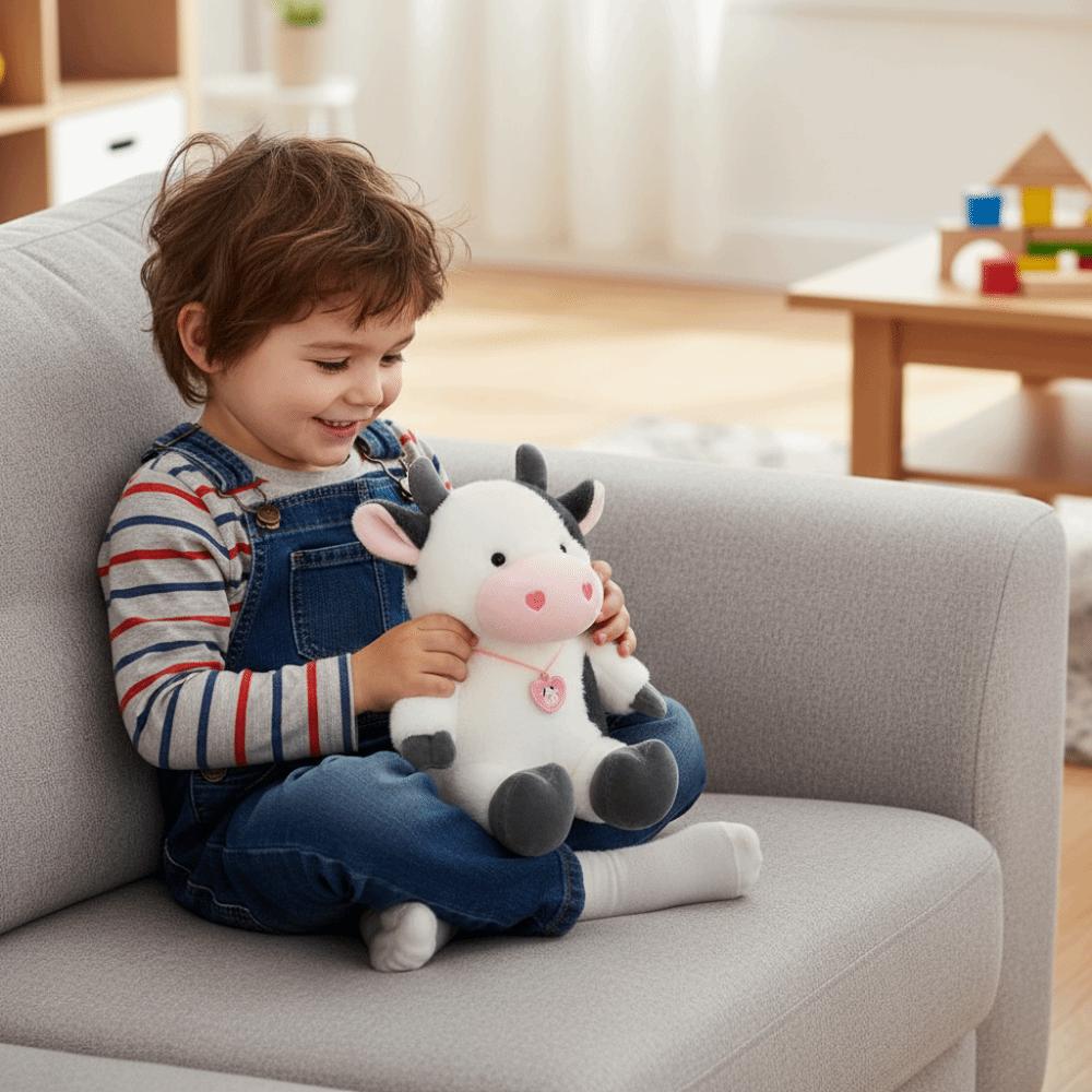 Cartoon Cow Stuffed Plush Doll Fluffy Cow Plush Toy Animals Cow Toys  Christmas Toy
