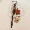 Kawaii Cartoon Linen Embroidery Coffee Bread Keychain Leather Heart Pendant Bag Charm Car Keychain Couples Bag Pendant Accessori