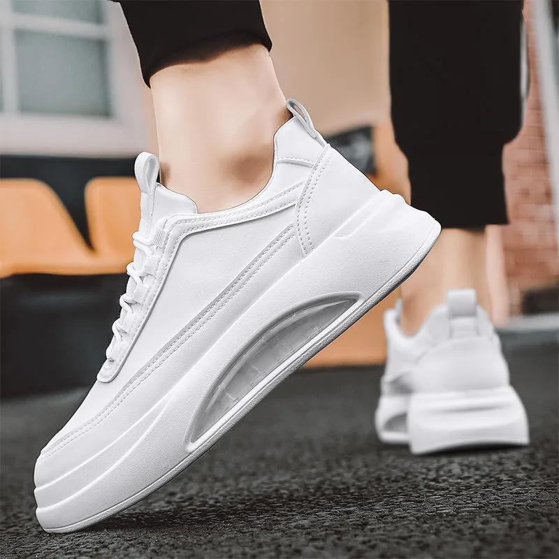 Men's Sneakers Pu Leather Casual Shoe Platform Running Shoes Lace Up Vulcanize Shoes for Men Tenis Shoes White Zapatillas Hombre