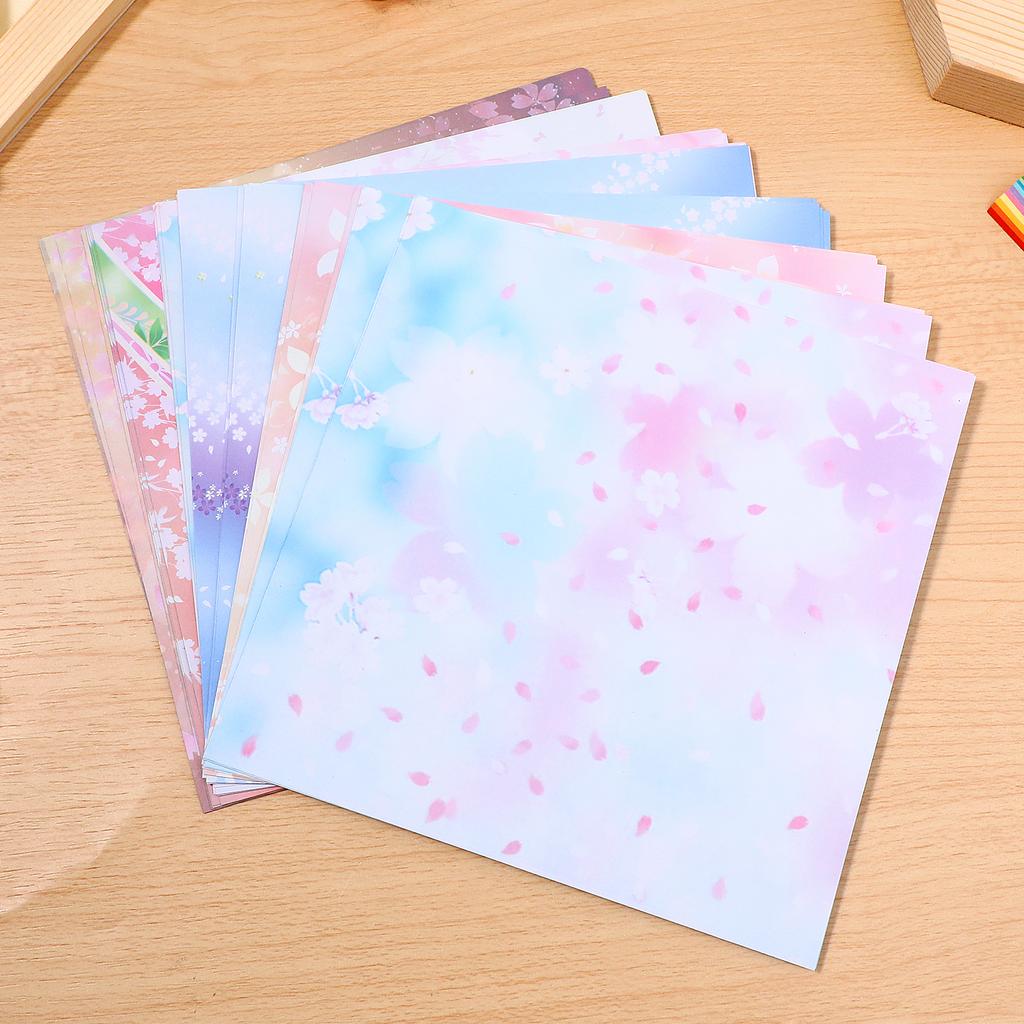 50 listů origami papíru pro děti, čtvercový, oboustranný, barevný, sada, pastelový karton, řemesla (Náhodný)