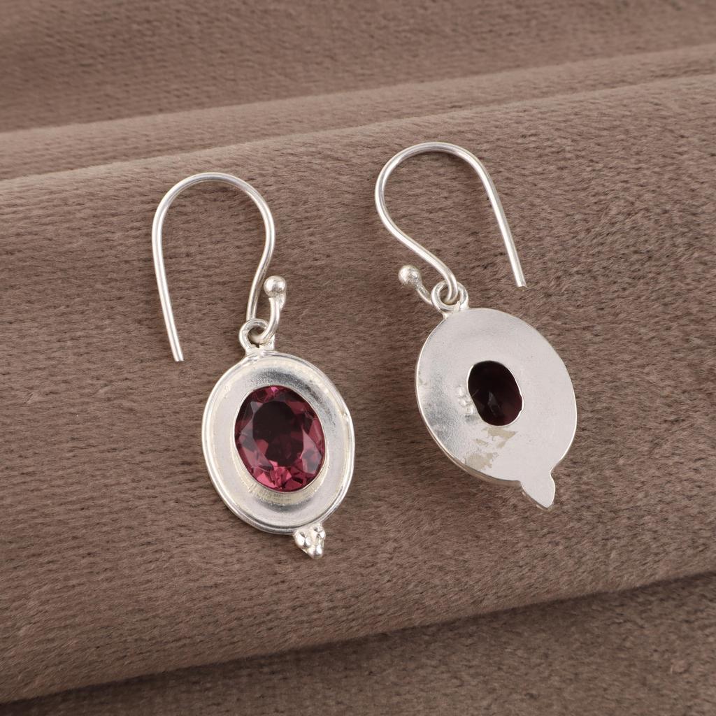 Rhodolite Gemstone Jewelry, Handmade Silver Jewelry, 925 Solid Sterling Silver Earrings, Gorgeous Silver Earrings For Wedding Gift