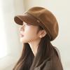 Classic Belt Decor Wool Beret Hats Elegant Octagonal Newsboy Hat Painter Cap Vintage Solid Color Berets for Women Autumn & Winter