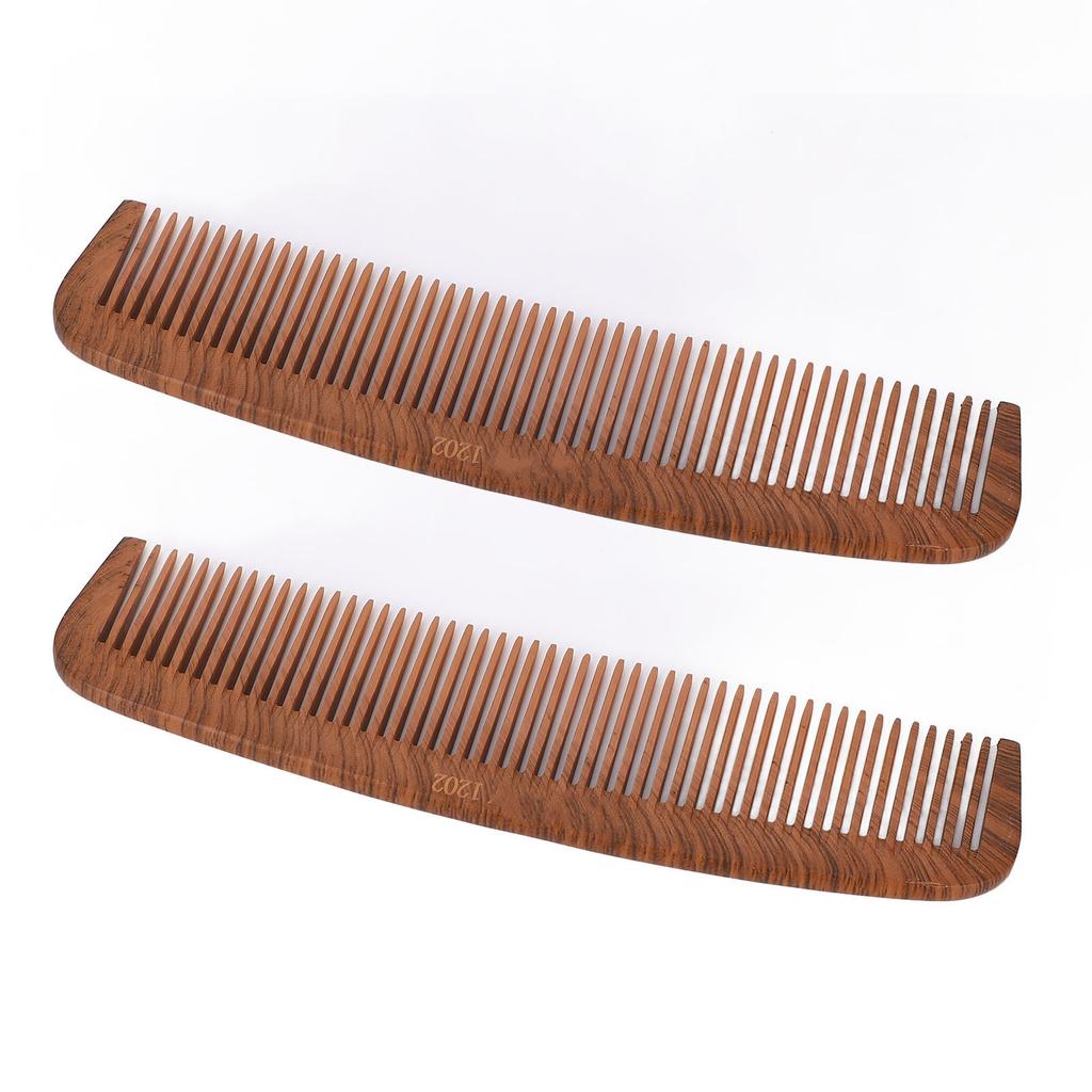 2pcs Wooden Hair Comb Portable Anti Static Clipper Comb for Barber Shop and Hair Salon