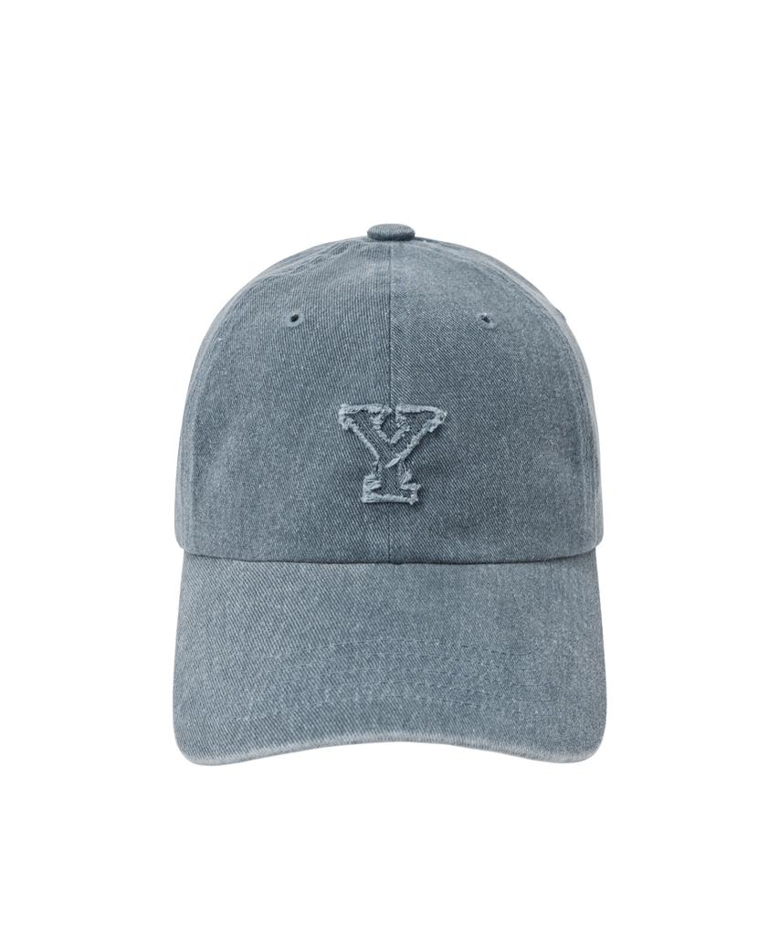 YALE Y Logo Pigment Washed Ball Cap_Blue Gray