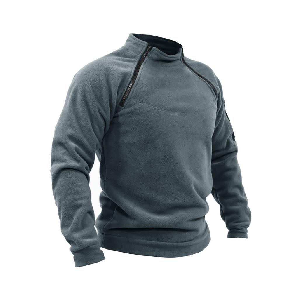 Men's Casual Style Loose Fleece Stand-up Collar Long-sleeved Sweatshirt