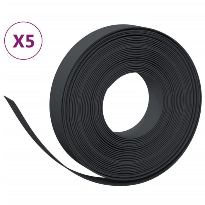 VidaXL Garden Edging 5 Pcs Black 10 M 10 Cm Polyethylene 3155435