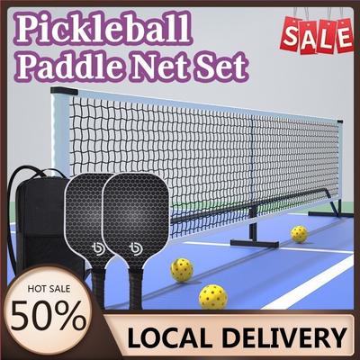 Raquetes de Pickleball Face de Fibra de Carbono e Grafite Cabo Antiderrapante Rede de Pickleball Portátil 22 pés Leve para Exterior