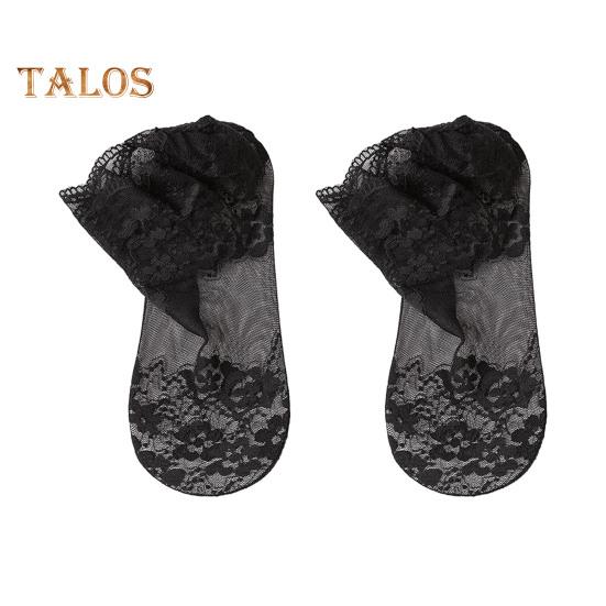 

Жіночі мереживні шкарпетки сітчасті прозорі квіткові мереживні шкарпетки до щиколотки літні ультратонкі ажурні шкарпетки з рюшами для дівчат-підлітків чорний