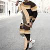 Men Black Blue Bohemian Mandala Partial Print Long Sleeve Sweatshirt Jogger Pants Two Piece Suit