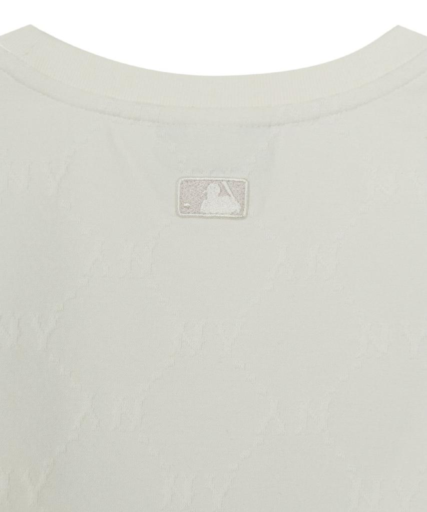 Emelbi Women'S Diamond Monogram Tone-Tone Jacquard Crop Short Sleeve T-Shirt Ny (Ivory)