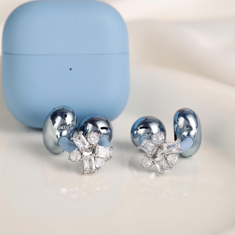 Fashion Geometric Earphone Clips Full Zircons Studded Crystal Designs Accessories Easy Installation for Decorations