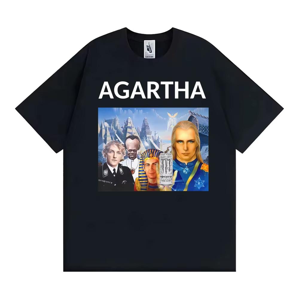 HollowEarth Agartha Meme Grafik T-Shirts Unisex Damen Hip Hop Vintage Stil T-Shirt Sommer Neu Kurzarm Komfort T-Shirts