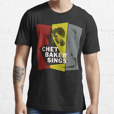 Pánské Módní Ležérní Krátký Rukáv Chet Baker Zpívá Základní Černé Trička Nadměrná Trička
