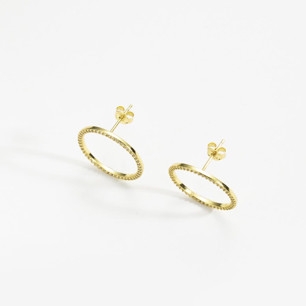 ANDYWEN Prata de Lei 925 Ouro Círculo Grande Zircônia Cúbica Cravejada Brinco Clipe Joalheria Fina de Luxo Cristal Redondo Mulheres Clipes Joias