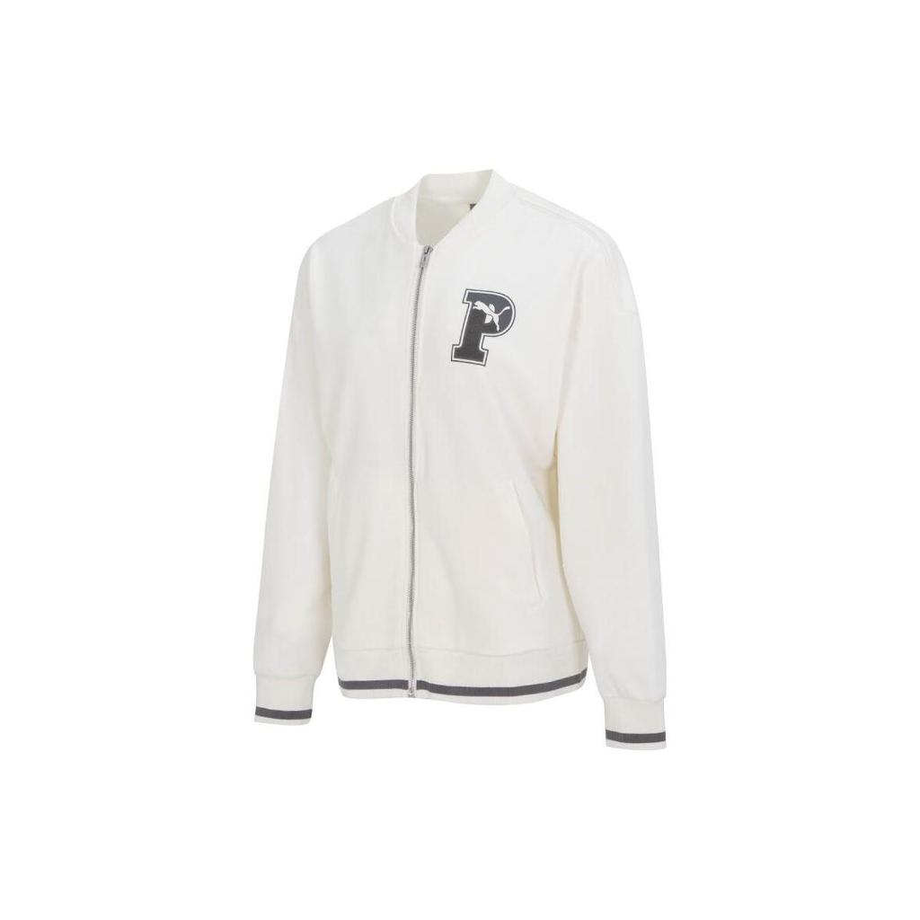 Puma Letter Logo Print Zip Sports Casual Jacket Women Jacket White 678719-65
