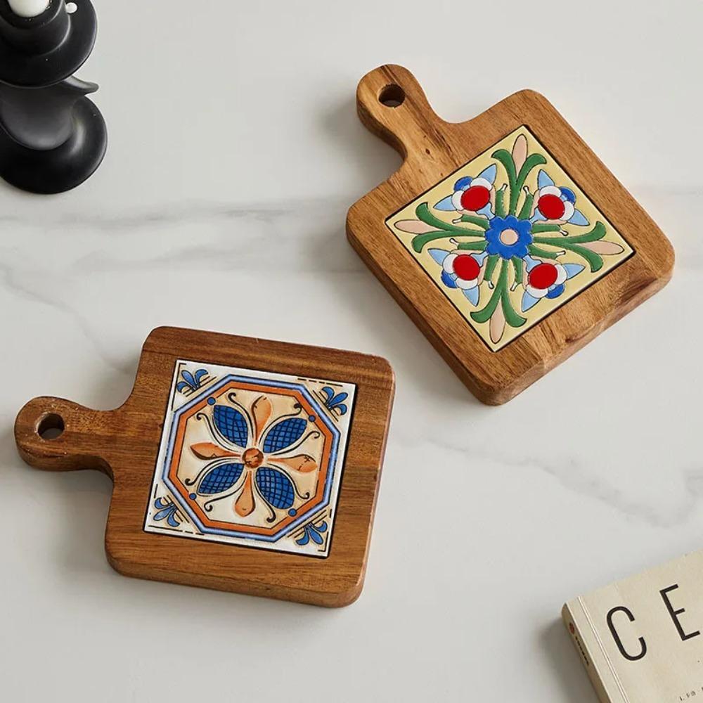 Retro Placemats Japanese-style Coasters Creative Wood Tile Insulated Mats  Cup