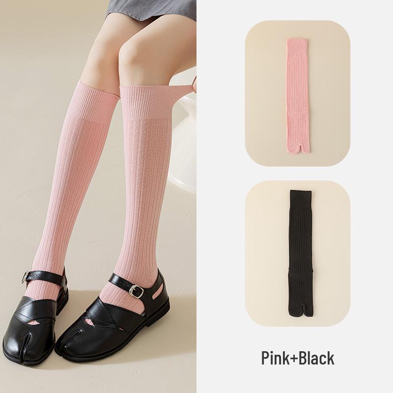 Women's Split Toe Over Knee Slimming Socks - Spring Autumn Cotton Two Toe Long Socks