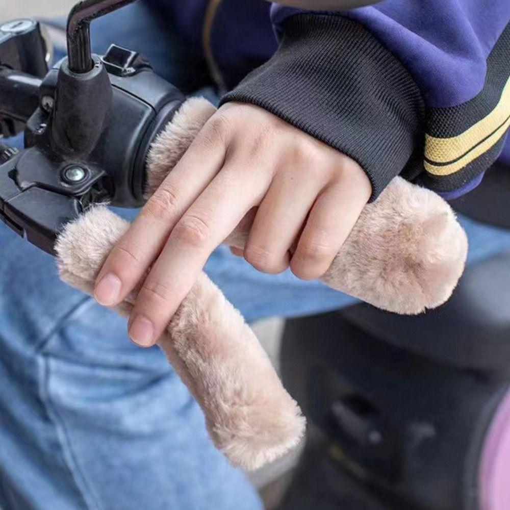 Winter Handlebar Plush Cover Hairy Easy Installation Bicycle Grip Sleeves Practical Comfortable