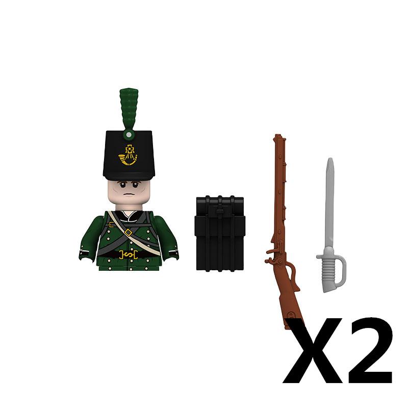 MOC Wojskowy Wojny Napoleońskie Francuski Rosyjski Figurka Armia Klocki Budowlane Żołnierz Broń Pistolety Miecz Plecak Akcesoria Klocek B137