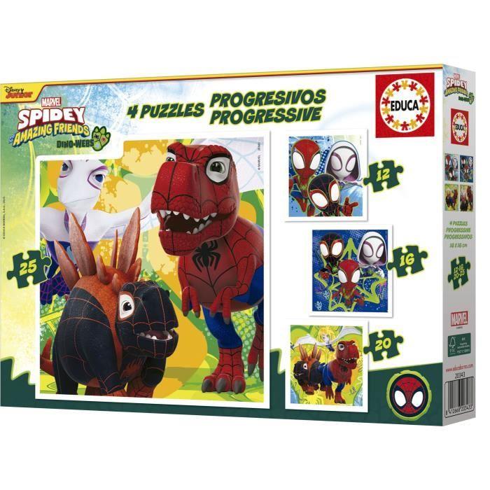 Puzzles progréssifs - EDUCA - Dino Spidey - 12+16+20+25 pièces