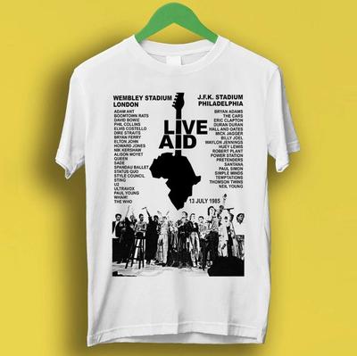 100% Cotton TOPS UNISEX TEES MENS WOMENS Live Aid Concert Music Gig Event Live 1985 Wembley 80s Gift Tee T Shirt 1685