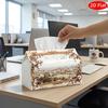 2D Flat, 1pc Tissue Box, Printed On Both Sides, Multifunctional Tissue Box with Vintage Frame Design Durable Polyester Storage Organizer for Christmas