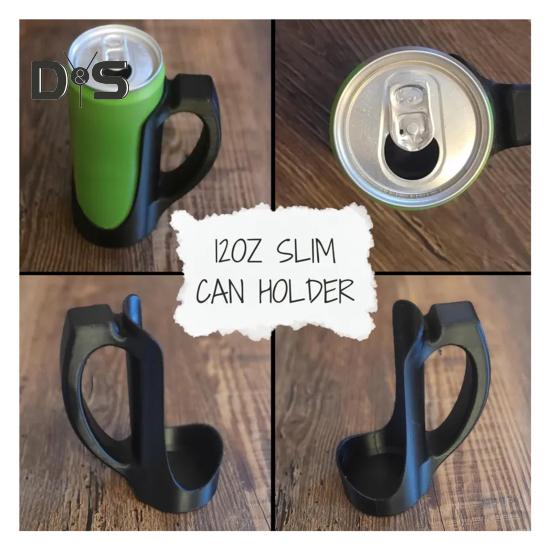 12oz Slim Can Holder with Handle 3D-Printed Ergonomic Grip Drink Holder Universal Drink Caddy for Soda Beer