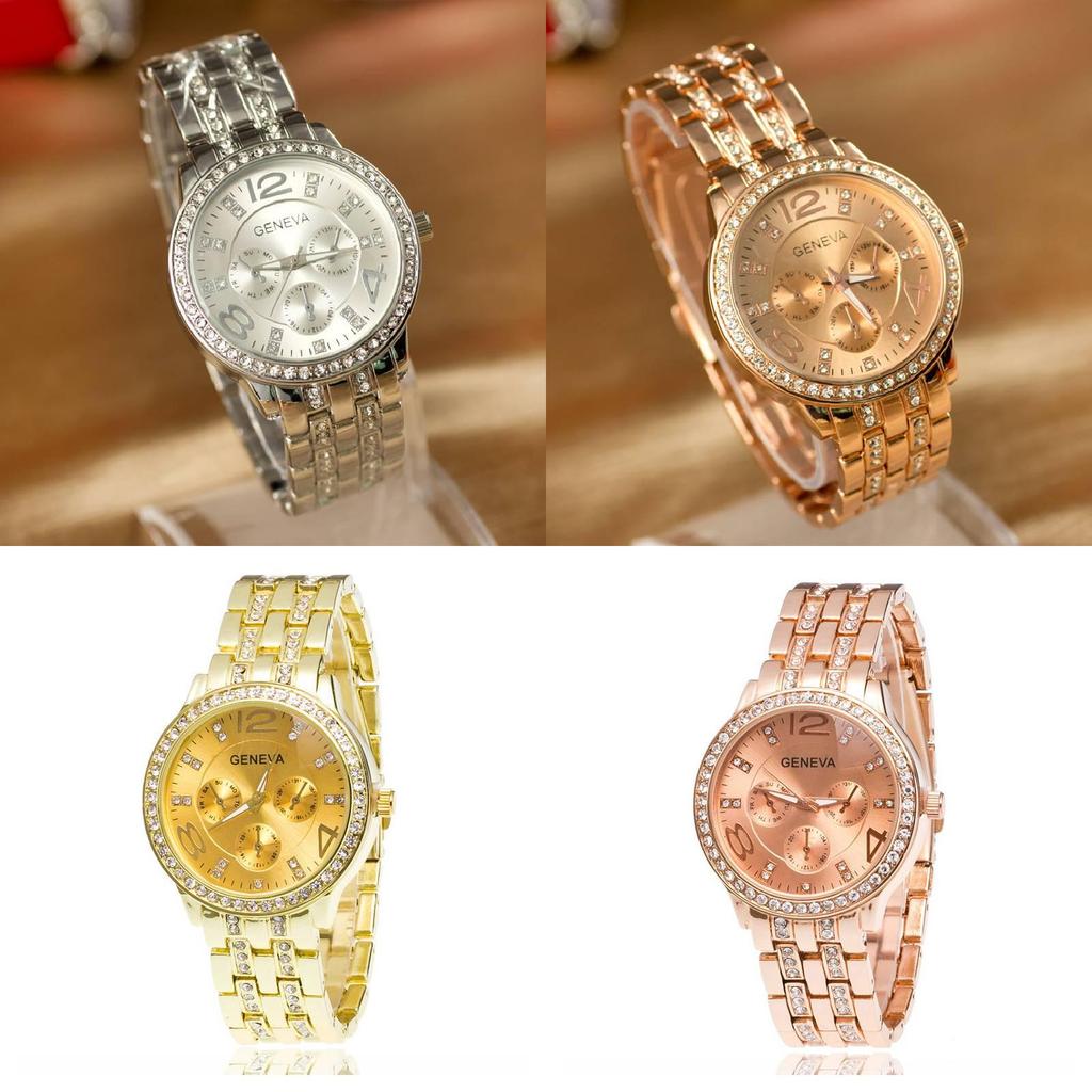 Rhinestone Three Women Eyes Steel Band Quartz Watch Decoratives Delicate Thin