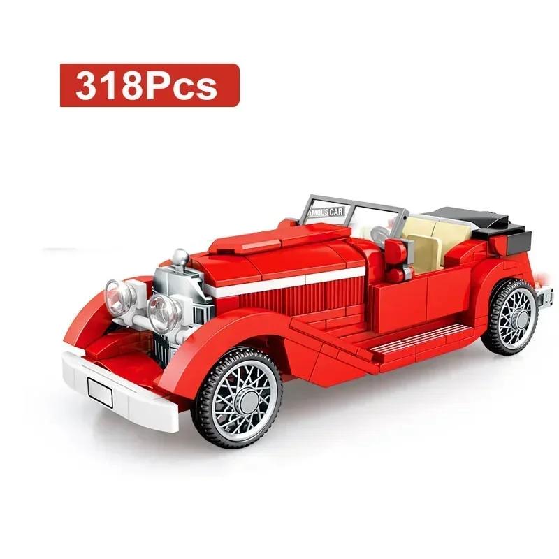 Technician Retro Antique Vintage Car Speed Champions Model Style Blocks City Classic Toys Gift Roadster Vehicle Supercar Brick