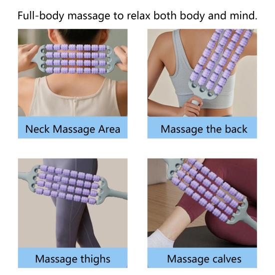 Rolo Muscular 4 Fileiras Ferramenta de Relaxamento Muscular Corporal 32 Rodas Flexível Manual Rolo de Massagem para Perna Costas para Casa Dormitório Viagem Academia Mulheres Homens Coxa Panturrilha Braço