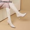Winter Fashion Pointed Toe Slim Knee High Boots Women Elegant High Heel Shoes Street Style Banquet Mordern Long Botas Mujer for daily use