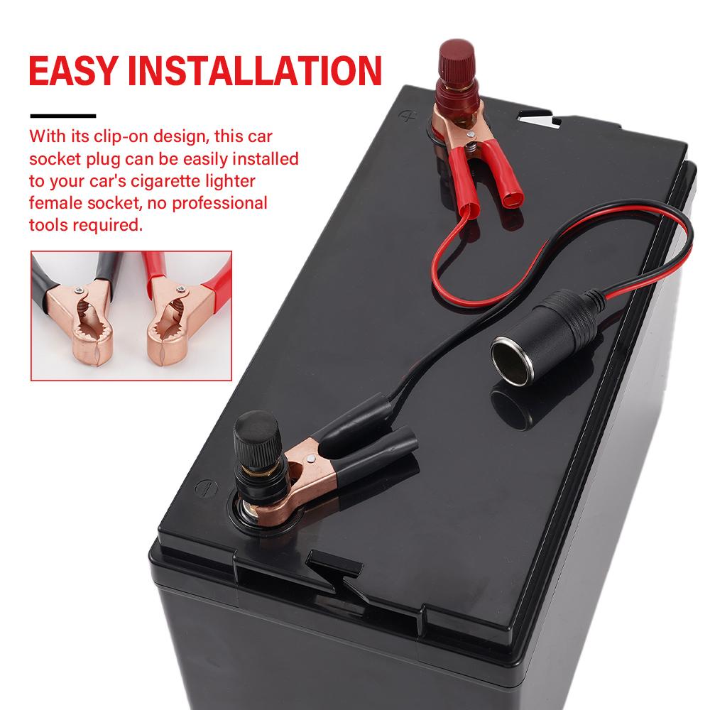 Car Battery Terminal Clip Type Cigarette Lighter Car Charger Socket 50A Copper Plated Crocodile Clip Wire Socket Wire 45CM