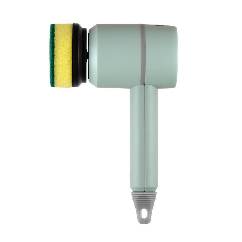 Multifunktionale elektrische Reinigungsbürste: Scheuerschwamm, Drahtbürste, Geschirrspül-, Schuh-, Tassen- und Flaschenbürstenköpfe enthalten.