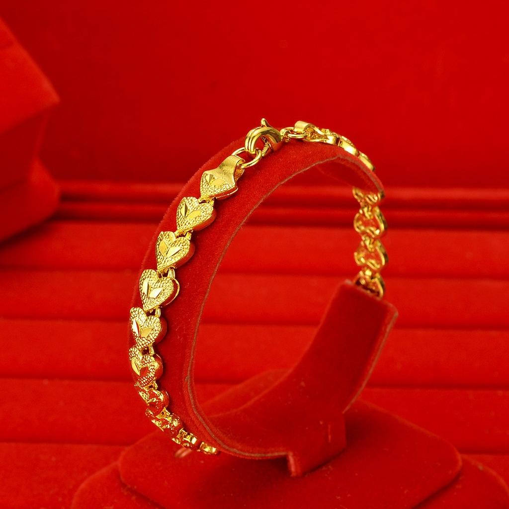 8MM Heart Love Bracelet Women Watch Chain Women 24K Gold AU999 - Fashion Watch Band Design, Daily Office Wear