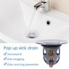 Stainless Steel Pop-Up Bounce Core Basin Drain Filter Hair Catcher Sink Strainer Bathtub Stopper Universal Bathroom Plug Tool