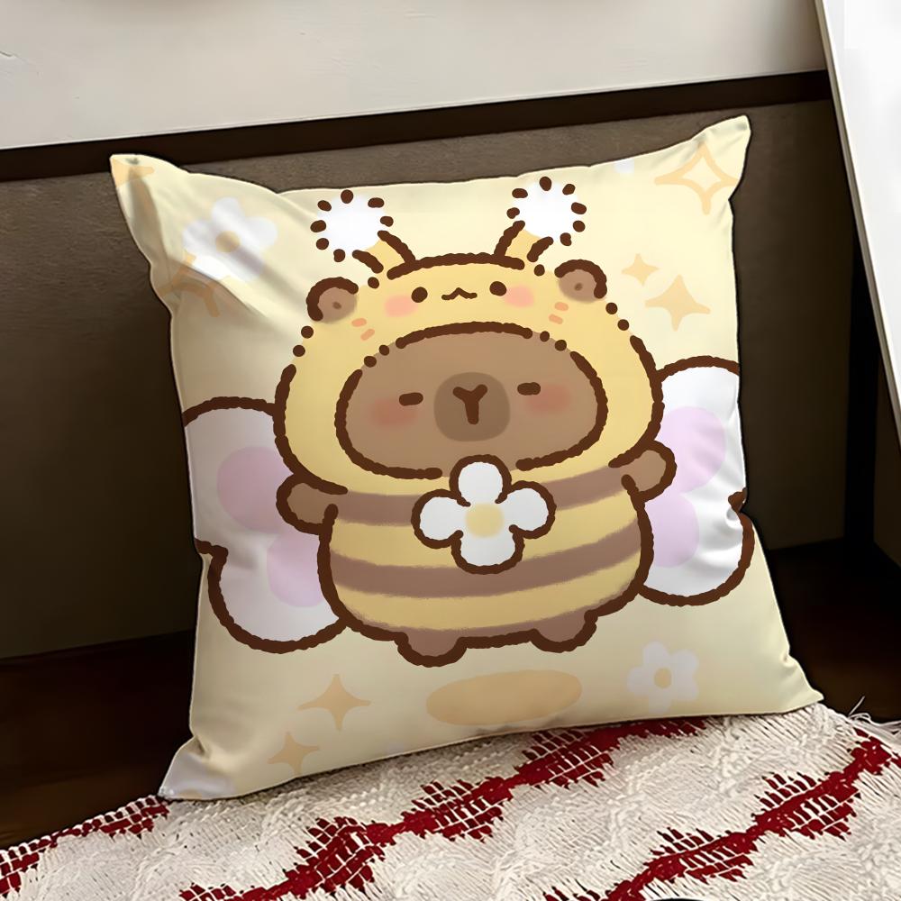 Cute CCapybara Cushion Cover Reversible Soft Durable Pillow Cover Home  Car MultiScene Use for Daily Comfort